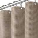 Waffle Weave Shower Curtain - Beige Cotton Fabric Texture Heavyweight Shower Curtains for Bathroom,Washable,72Wx72L