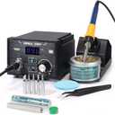 YIHUA 939D+ Digital Soldering Station, 75W Equivalent with Precision Heat Control (392°F to 896°F) and Built-in Transformer. ESD Safe, Lead Free with °C/°F display (Black)