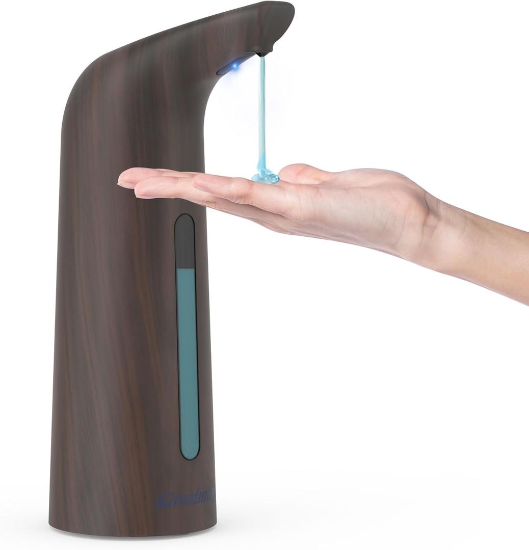 Convenient Automatic Soap Dispenser,4 Adjustable Levels Touchless Hand Sanitizer Pump with Infrared Sensor, 400 ml Countertop Electric Soap Dispenser for Bathroom,Kitchen (Deep Grain)