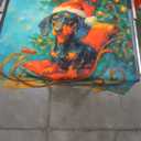 FISWAFY Vintage chirstmas dachshund sleigh pillow covers 18x18, Dachshund Lover gifts, christmas weiner dog decorative pillow