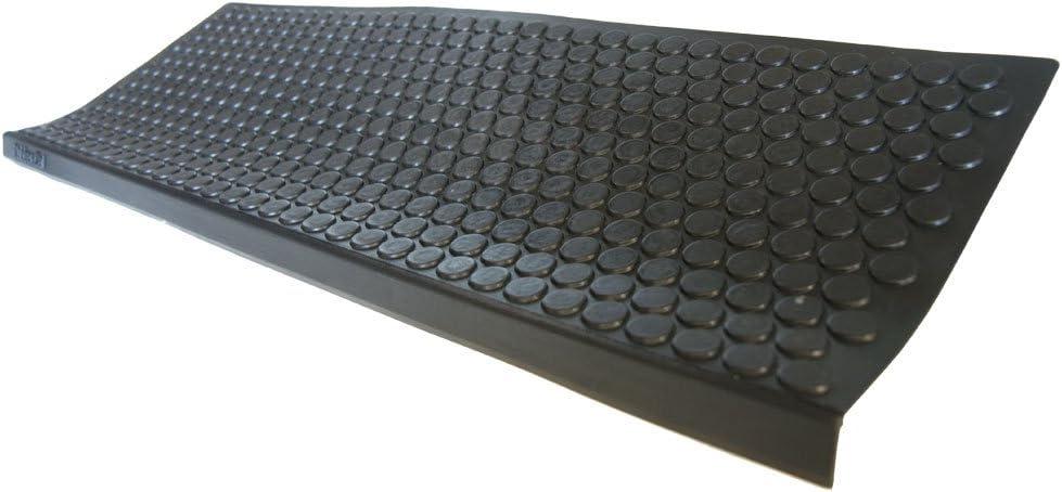Rubber-Cal "Coin-Grip Non-Slip Rubber Tread Stair Mats 6 Count (Pack of 1), Black, 9.75" x 29.75" (10-104-009)
