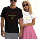 Valentines Shirts for Couples Matching T-Shirt Love Hearts Letter Print Tee Tops (XL, Black2-forever My 7)