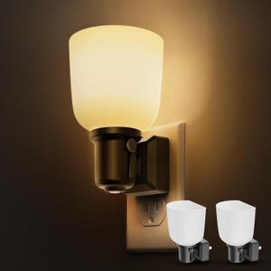 L LOHAS LED Night Lights Plug into Wall,[2 Pack] Dimmable Plug in Night Light,0-100LM Adjustable Brightness,Dusk to Dawn Sensor, 3000K Soft White, Boho Farmhouse Night Lights for Bedroom Bathroom
