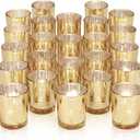 DARJEN Gold Tea Lights Candles Holders for Wedding Centerpieces, Votive Candle Holders for Party Home Wedding Shower Decorations, Table - Mercury Glass Votives, 24Pcs