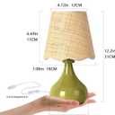 Ziqqeelam Green Cute Small Boho Table Lamp for Bedroom Bedside, Green Lamps for Nightstand, Scalloped Rattan Shade Table Lamps for Small Spaces for Bedroom, Home Office, Living Room, Kids Dorm