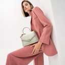 Top Handle Bag, Top Handle Purses for Women, Fashion Leather handbag and Tote Bag Elegant Square Bag, White