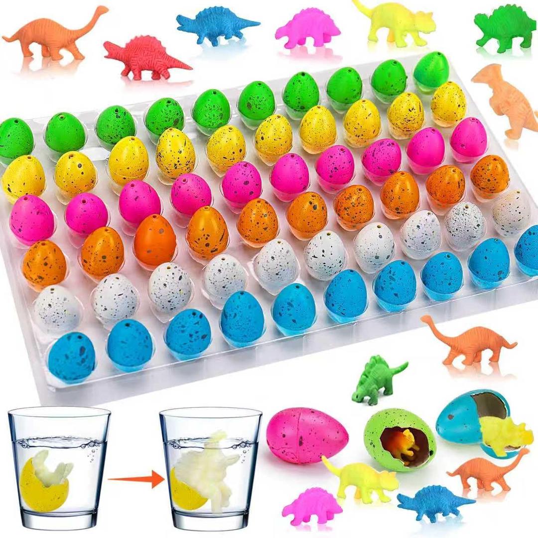 60PCS Small Hatching Dinosaur Eggs for Dinosaur Birthday Party Favors Summer Goodie Treat Bag Stuffers Classroom Carnival Prizes Bulk Pinata Fillers Novelty Grow in Water Dino Eggs with Toys Inside