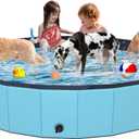 Foldable Dog Pool, YSJILIDE Portable PVC Dog Pet Swimming Pool, Collapsible Plastic Dog Bath for for Large Medium Small Dogs & Kids (71 x 12), Dark Blue
