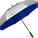 G4Free 47/54/62/68 Inch UV Protection Golf Umbrella Auto Open Vented Double Canopy Oversize Extra Large Windproof Sun Rain Umbrellas (Blue/Silver)