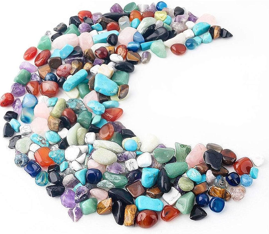 JOHOUSE Quartz Crystals, Crushed Chips Tumbled Polished Stone Beads Irregular Shaped Succulent Rocks for Plants Indoor Betta Fish Tank Gravel Vase Filler Crafts About 1lb(450g),10 Different Kinds