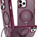 360 Magnetic Swivel Ring for iPhone 12 pro case, Built-in Metal Stand and Ring Holder, Magsafe Compatible, Military Grade Protection, Shock and Vibration Resistant - Wine Red (WineRed)