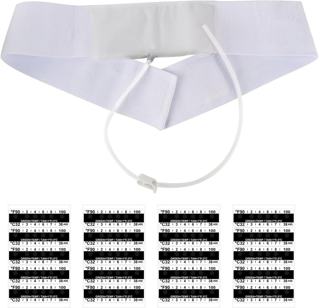 34 Inch Urine Storage Belt with Catheter, Concealed Collector Kit with 20 Temperature Strips, Portable Urine Test Bags for Men Used for Hospitals, Emergency and Travel (Short)