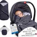 Car Seat Blanket - Premium Wool Stroller Blanket with a Hood & Leg Pouch - Double Sided Carseat Blanket for Optimal Insulation - Car Seat Blankets for Babies Winter Essential (Wool Graphite)