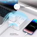 Surge Protector Power Strip - HANYCONY 8 Outlets 4 USB (2 USB C) Charging Ports, Multi Plug Outlet Extender, 5Ft Braided Extension Cord, Flat Plug Wall Mount Desk Charging Station for Home Office ETL (White)