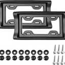 Car License Plate Bumper Guard, 2PCS 2.3" Thick Vehicle License Plate Frame Holder with Mounting Hardware, Automotive Tag Frame Bumper Protector, Universal for SUV Sedan Lorry