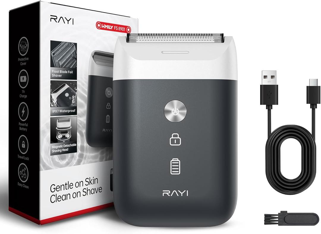 Portable Electric Razor for Men with 8,000 RPM Dual Floating Blade, 1H Charge for 60 Days, Type-C, IPX7 & Anti Pinch, Design for Daily/Travel Use, Electric Foil Shavers for Face, Black