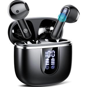 Wireless Earbuds, Bluetooth 5.4 Headphones with 3D Bass Stereo Sound, 40H In-Ear Buds with 4 ENC Noise Cancelling Mic, Ultralight Bluetooth Earbuds USB-C LED, IP7 Waterproof Earphones for Android iOS