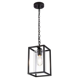 MAYNA 1-Light Farmhouse Pendant Light, Black Metal Cage Light Fixtures with Adjustable Chain and Glass Shade,Hanging Lights for Kitchen Island,Porch,Hallway