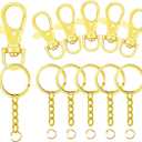 100 Pcs Lanyard Snap Hooks and Key Rings with Chain and Jump Rings for Keychain Lanyard DIY Jewelry Crafts Accessories Gold(50 Swivel Snap Hooks +50 Flat Key Ring with Chains)