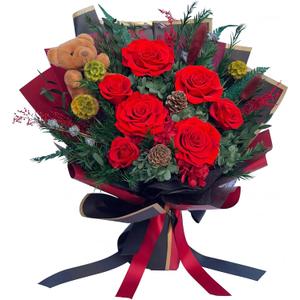 Forever Flower Gifts for Mom: Big Flowers Big Love- Mothers Day Flowers for Her Mom Wife- Preserved Rose Bouquets-Flowers for Delivery Prime on Anniversary Valentines Birthday (Red 1)