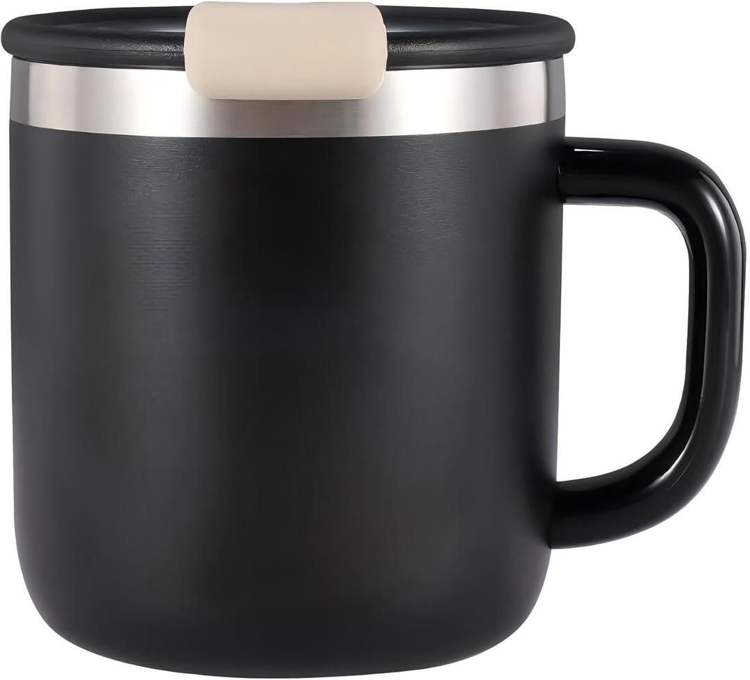 Coffee Mug with Handle  14oz Double-Wall Vacuum Insulated Stainless Steel Travel Tumbler | Rust-Proof & Reusable Mug for Hot/Cold Drinks