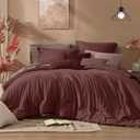 Monbix Queen Comforter Set - 7 Pieces Cationic Dyeing Dark Red Bed in a Bag Queen Bedding Sets with Comforter, Sheets, Pillowcases & Shams, Reversible Bedding Comforters Sets, Queen