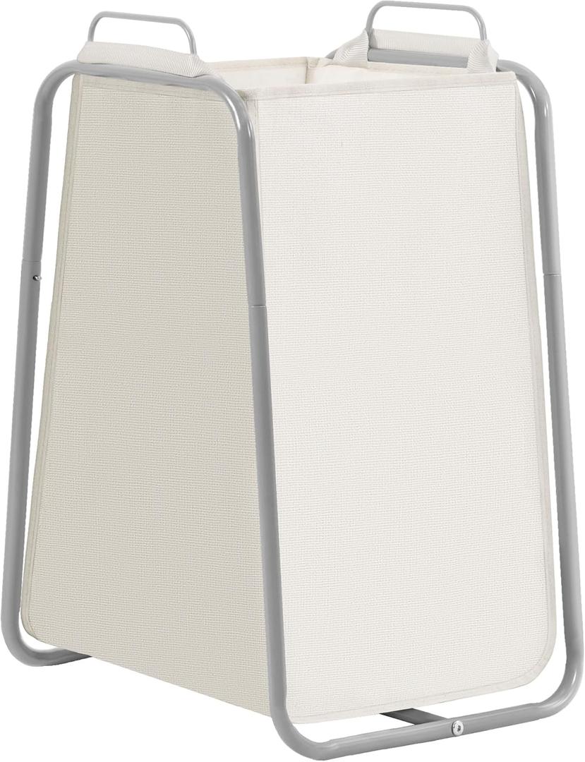 STORAGE MANIAC Metal Rack Laundry Hamper, 85L Large Laundry Basket with Convenient Handle, Freestanding Dirty Clothes Hamper for for Dorm, College, Small Space, Closet, Bedroom, Beige