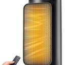 1500W PTC Quiet Space Heater with Remote Control, 15.8 Portable Electric Heaters for Indoor Use, 75Oscillation Ceramic Heater for Office, 24H Timer, 5 Modes, Fast Safe Quiet Room Heater for Bedroom