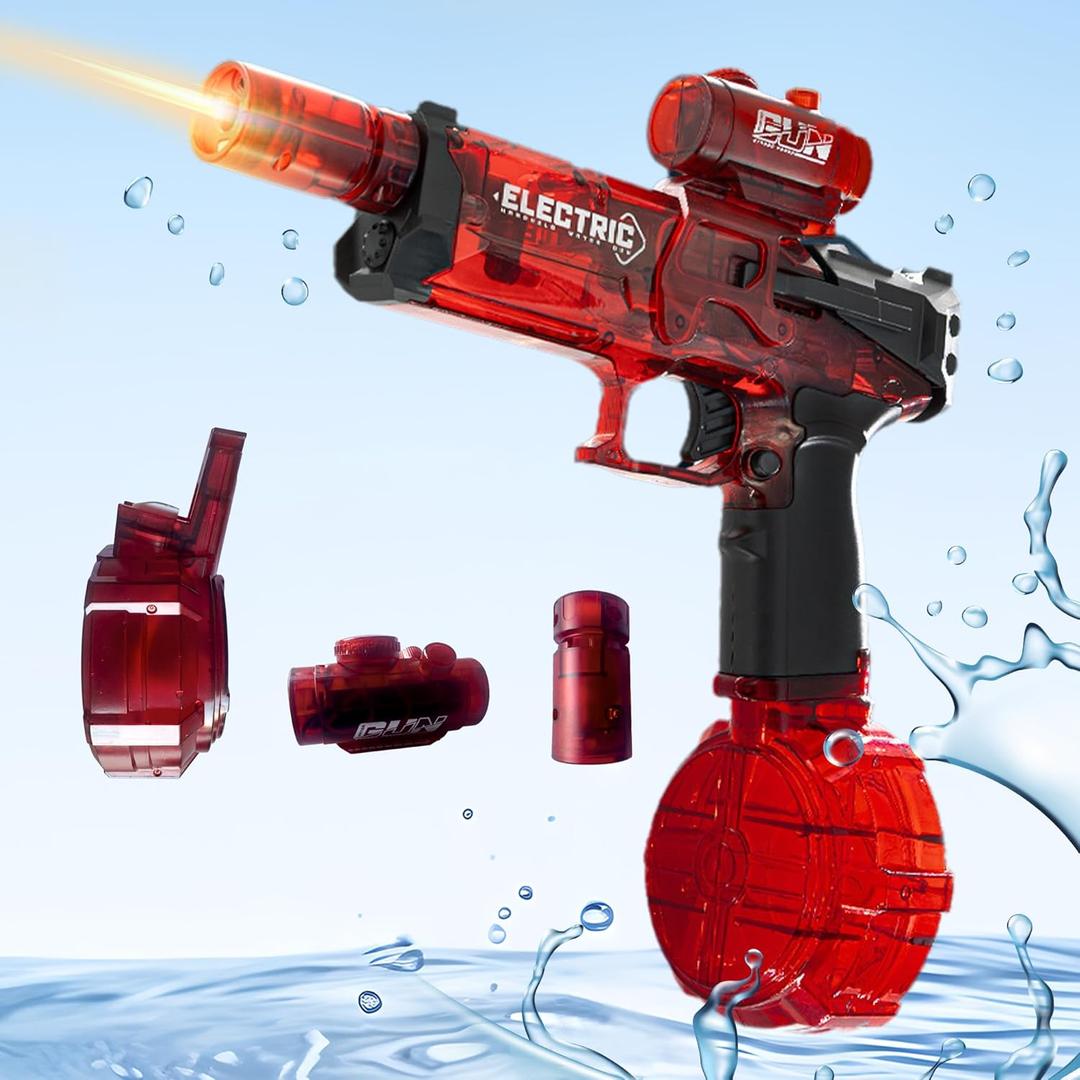 Electric Water Gun for Kids Ages 8-12-Automatic Water Gun-Automatic High Power,Beach Toys for Summer Outdoor Fun,Perfect Pool and Water Guns Play (Red)