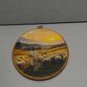 GWFSJYU Vintage Christian Jesus Lamb Framed Oval Wall Art Decor, Easter Good Shepherd Landscape Canvas Prints Wall Art, Rustic Jesus Religious Hanging Decor for Farmhouse Home Living Room, 8.7x11.3in