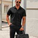 COOFANDY Mens Short Sleeve Button Down Shirts Casual Dress Shirts for Men Summer Untucked Shirts with Pocket (Black, M)