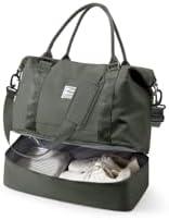 Spirit Travel Duffel - 18x14x8 Inches Weekender Overnight Bag with Shoes Compartment, Trolley Sleeve, Carry On for Airplanes, Sport Tote Gym Bag - Green