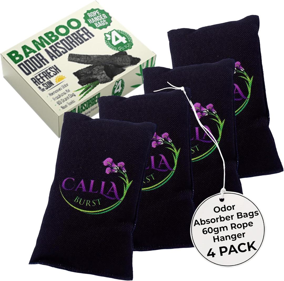 Charcoal Odor Absorber bag (4 Pack - 60 Gram with Hanger)