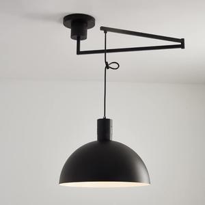 Industrial Pendant Light Fixture, Swing Arm Hanging Light, Adjustable Dome Ceiling Pendant Light for Dining Room Living Room in Black