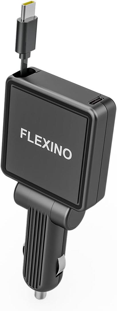Flexino Ultra-Slim Retractable Car Charger for iPhone 16, Fast Charging Car Chargers, USB C Car Charger Adaptor, Cigarette Lighter Adapter for iPhone 16/15 Series, Galaxy, Pixel (Black) (2)