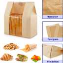 2 x Pack of 35 Paper Bread Bags for Homemade Bread, Paper Bakery Bag for Baked Food Packaging Storage, Large Kraft Paper Bread Loaf Bag with Window Label Seal Sticker included Pack of 35,12.5x8.3x4 Inches