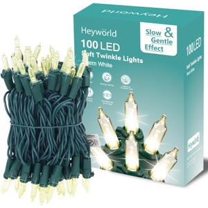 100 LED Slow Twinkle Lights, Soft Twinkling Christmas String Lights, UL Certified 27 Ft, Connect Up to 25 Sets, Indoor & Outdoor Christmas Decorations