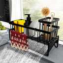 Sponge Holder for Kitchen Sink CaddySink Caddy Organizer with High Brush Holder Adjustable Divider, Tilted Drain Pan, Multifunctional for Home Decor Accessories (Black)