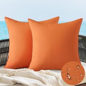 OTOSTAR Pack of 2 Outdoor Waterproof Decorative Pillow Covers 18x18 Inch Orange Pillowcases Garden Cushion Sham Throw Pillow Covers Pillows Shell for Patio Couch Tent Balcony (Burnt Orange)