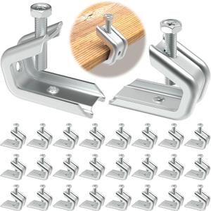 Fengone 1/4" x 20 Beam Clamp for Threaded Wire Ring, Zinc Plated Steel Beam Clamp with Harden Point Screws for 1/2 inch Flanges 25 Pack