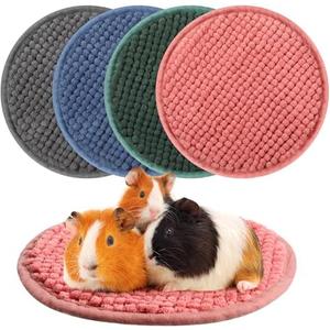 Amylove 4 Pcs Guinea Pig Cage Liner Guinea Pig Bedding Washable Fleece Pee Pads Reusable Small Animals Training Mat Small Animal Sleeping Bed for Bunny Hamster(Mixed Colors,Diameter 7.8 Inch)