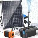 Antfraer 30W Solar Pond Filter with Water Pump,Solar Pond Pump with 6.6FT PVC Tubing/ 16.5FT Cord, Pond Filter for Outdoor Garden Waterfall DIY Water Features