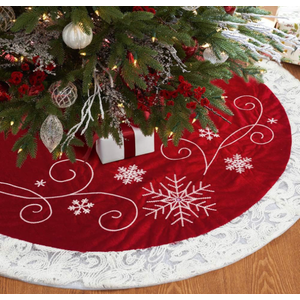 XAMSHOR Blue Christmas Tree Skirt 32 Inches Snow Sequin Embroidery with White Trim Border Decor for Xmas Holiday Party Ornaments