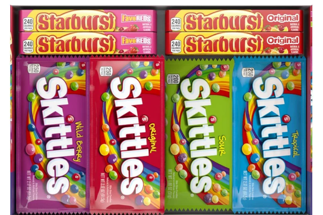 SKITTLES & STARBURST Assorted Candy Variety Pack for Holidays, Gifts, Parties, Candy Assortment, 62.79 oz (30 Count) Bulk Box