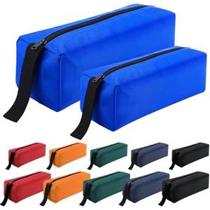 12 Pcs 2 Sizes Tool Bag Oxford Tool Pouches with Zipper 9.84in 11.8in Waterproof Versatile Organizer Pouch Zippered Multipurpose Bags for Organizer Screwdriver Pliers Wrench Scattered Tools, 6 Colors