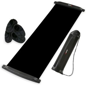 Slide Board(71"L x 20"W),Balance Workout Sliders with End Stops,Exercise Slide Board With 1 Mesh Carrying Bag,2 Sets of Shoes Booties for Beginners and Pros