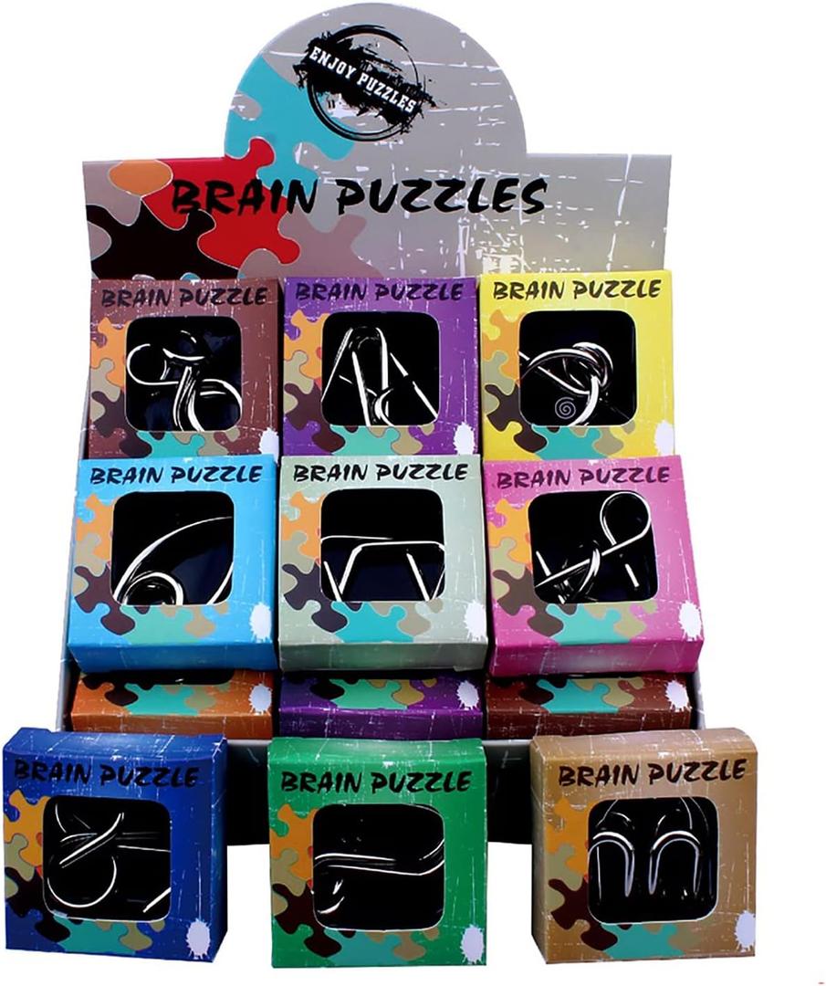 AHYUAN Pack of 24 Metal Puzzles IQ Wire Metal Puzzles with Paper Box Gift Package Stress Relief Toys Great Educational Puzzle Games Toys Magic Trick Toy for Party Favor Kids Adults Challenge