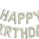 Cream White Happy Birthday Balloons Banner, 16 Inch Mylar Foil Letters Balloon Sign for Birthday Party Decorations Photo Booth Backdrop