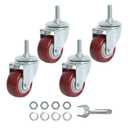 Finnhomy Swivel Caster Wheels 2 Inch Heavy Duty Threaded Stem Casters 5/16"- 18 x 1 Set of 4 Premium Polyurethane Wheels PU Load Bearing 800 Lbs Anti-wear Smooth Casters, Red