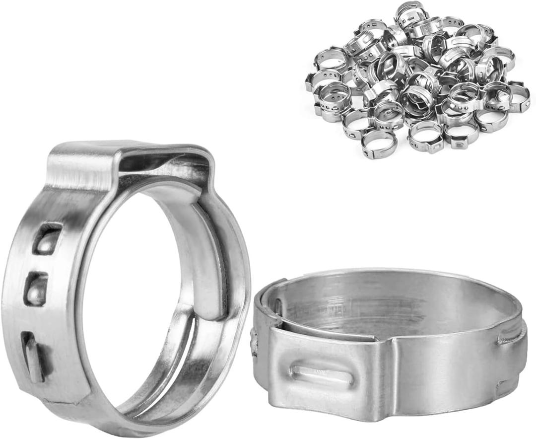 120 Pack 3/4 Inch Pex Crimp Ring, Pex Cinch Clamp Rings, Premium 304 Stainless Steel Pex Clamp Rings for Pex Fittings Tubing Pipe Connection, Silver (120, 3/4 Inch)